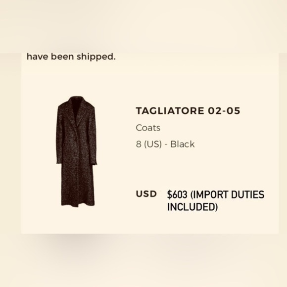 TAGLIATORE 02-05 unisex 
Coat 100% Italian Coat 
8 (US) - Black (44) - Picture 3 of 16